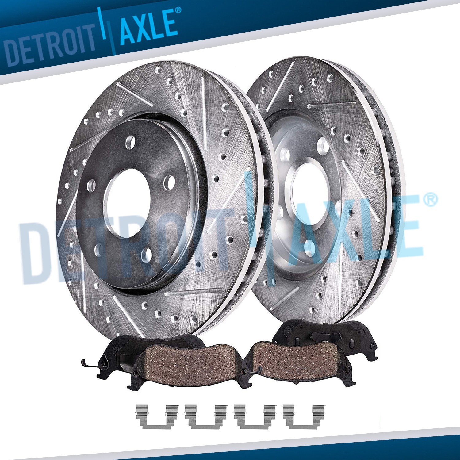 Front Drilled Rotors + Brake Pads for 2003 - 2008 Toyota Corolla Matrix Pontiac