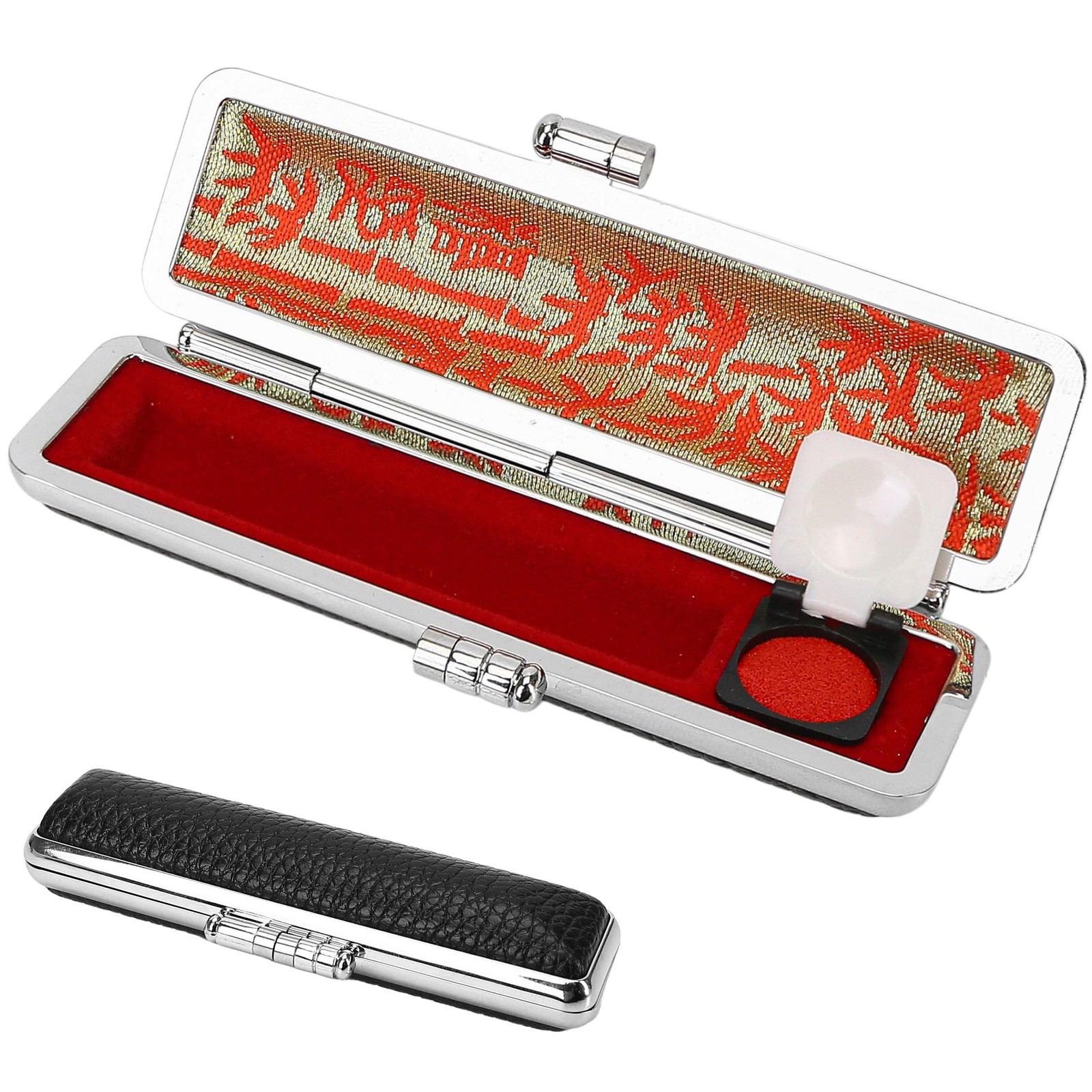 PU Japanese Hanko Stamp Case Leather Name Seal Box Holder Black Fits 012mm