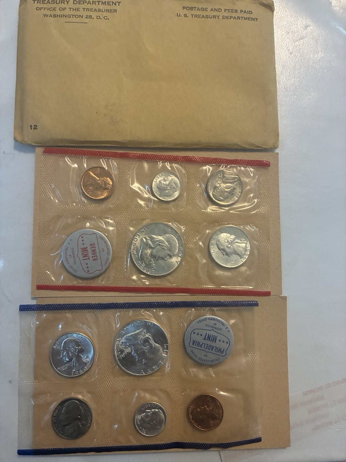 1960 P&D US Mint Set Uncir 10 Coin Set OGP 90% Silver Dime-Quarter-Half Dollar