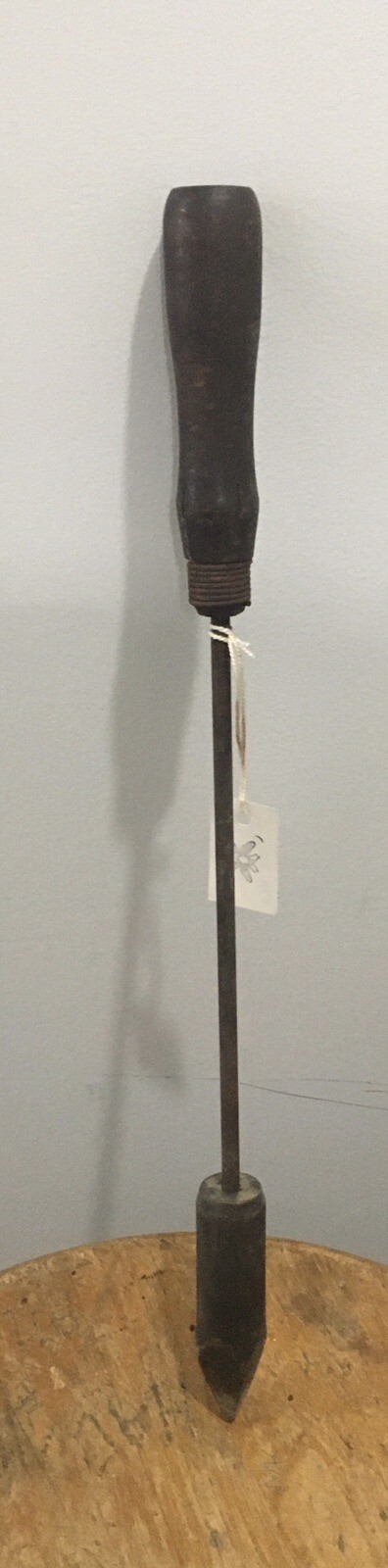 2 Antique Wood Handled Primitive Brass Soldering Irons Tools