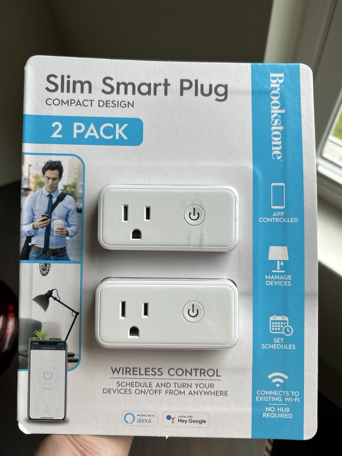 2 Pack Brookstone Smart Plug WiFi Outlet Switch, Compatible with Alexa & Google