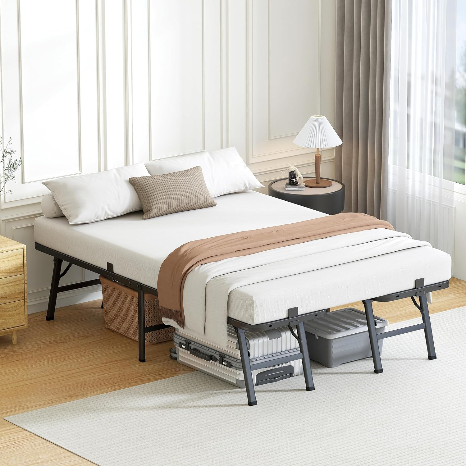 18 Inch Full Metal Bed Frame Folding Bed Frame Tool-Free Assembly Mattress Found