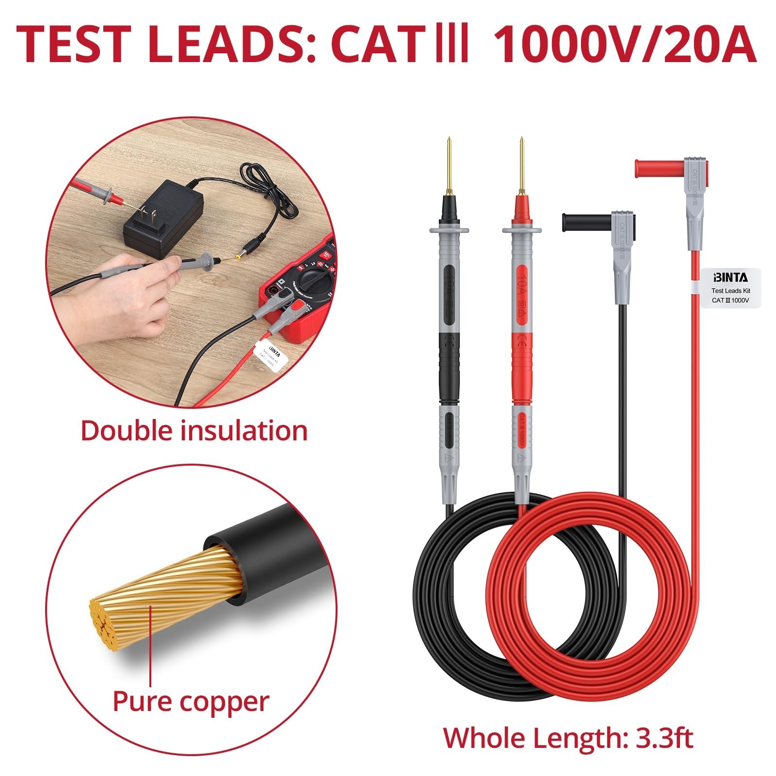 28PCS Silicone Multimeter Leads Kit - Replaceable Probes, Alligator Clips & Stor