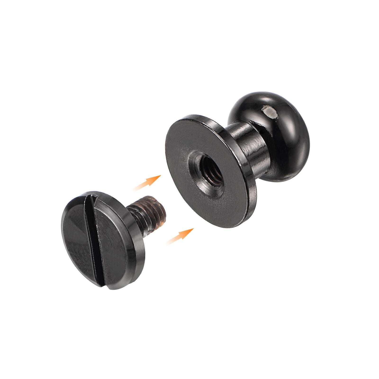 5 Set 8mm Solid Brass Round Head Lock Screw Rivets Pin Fixing, Black