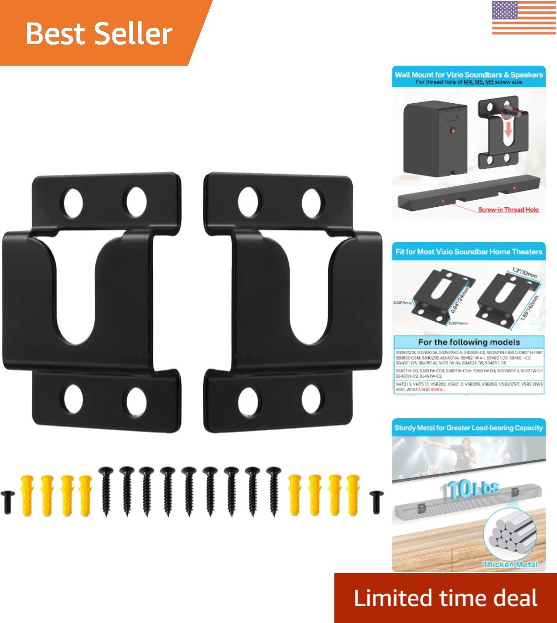 Elegant Vizio Soundbar Wall Mount - Space-Saving Metal Bracket for Home Theater