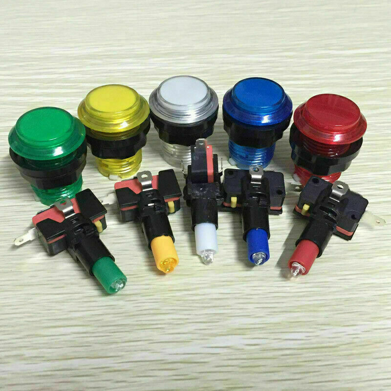 5 X pcs Arcade Game LED Buttons DC 5V 12v Illuminated With Microswitch MIX COLOR