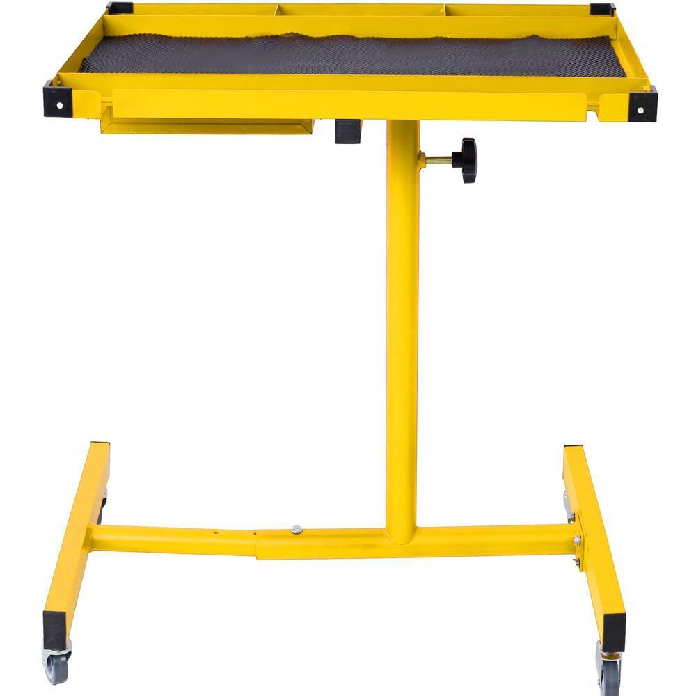 Adjustable Work Table w/Drawer Four 2.5" Swivel Casters and Rubber Bumper Corner