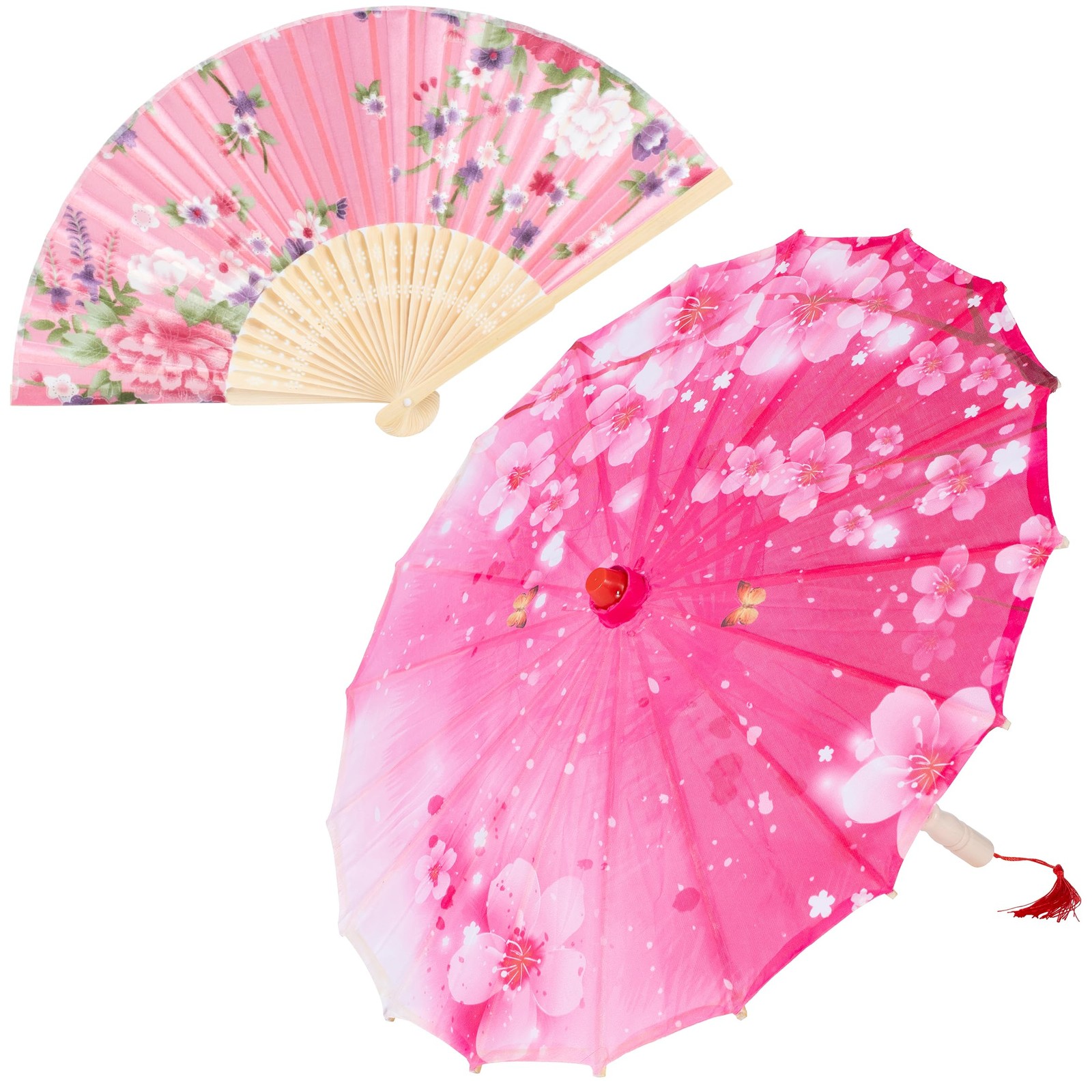 Hand Made Japanese Oriental Parasol Dancing Umbrella 22 inch with Hand held S...