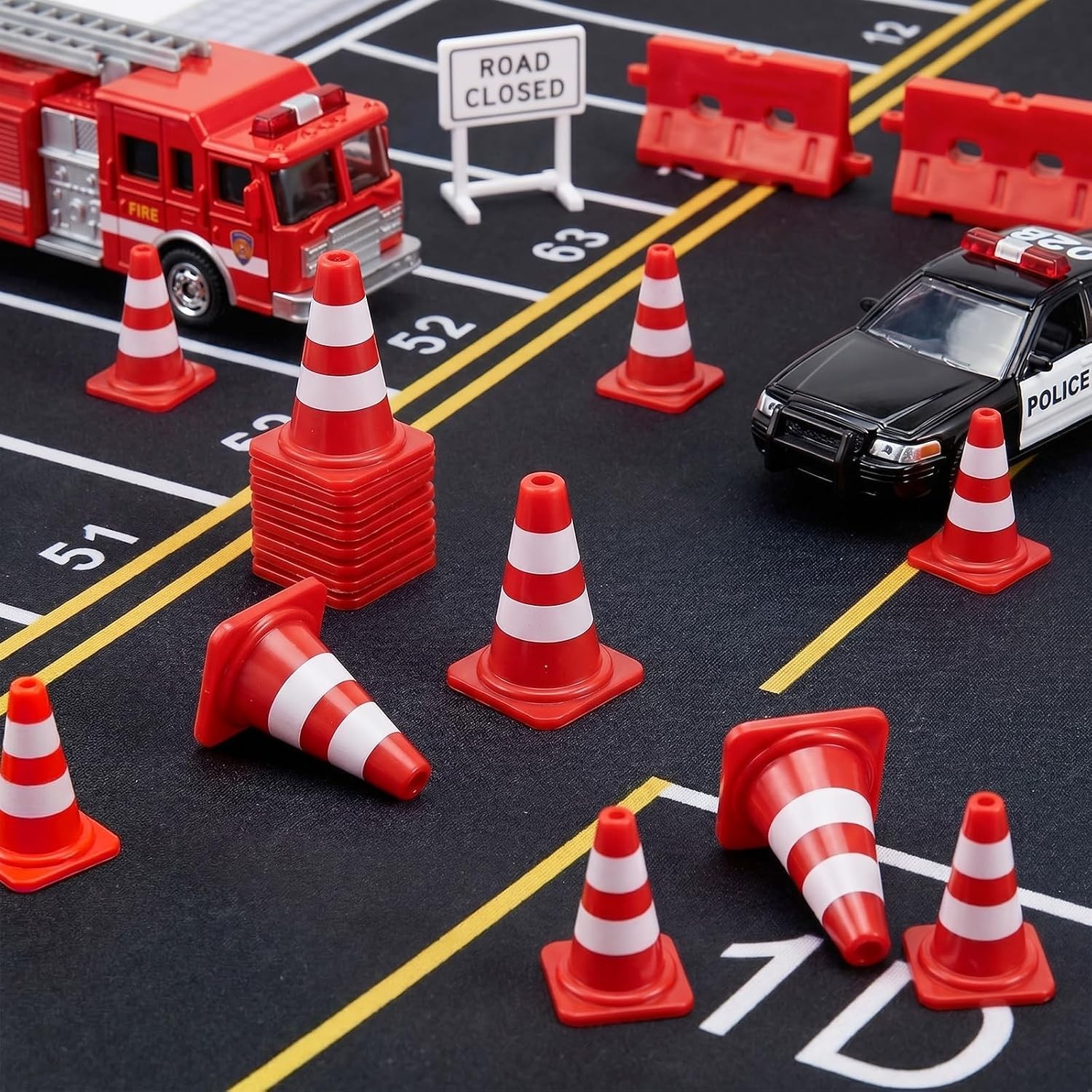 30 Pcs Mini Traffic Cones - 1 Inch Red Safety Cones for Creative Learning Games