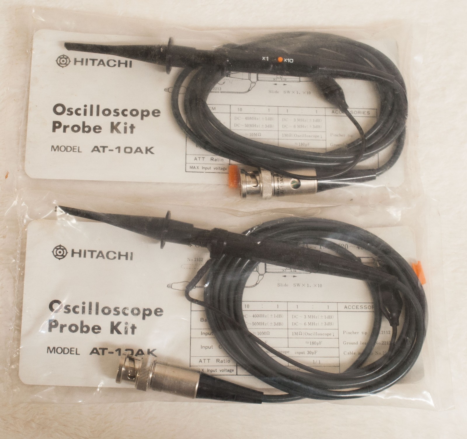 Lot of 2 Hitachi AT-10AK Oscilloscope Probes