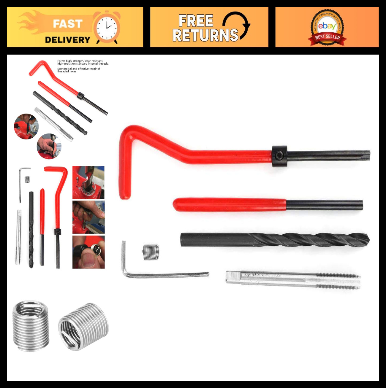 M6x0.75 Thread Repair Kit - Stainless Steel Rethreading Tap Set for Female Threa