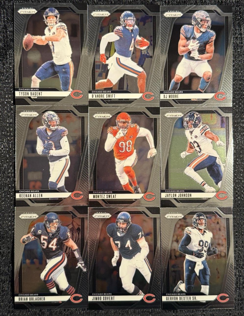 Chicago Bears 2024 Panini Prizm Base 9 Card Team Set Football Card Lot NFL