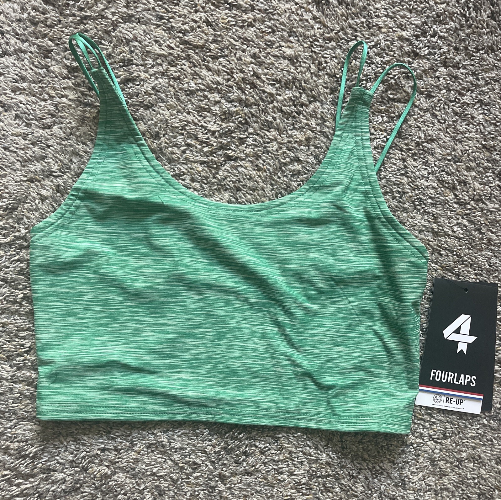Fourlaps Poise Longline Bra Emerald Green Space Dye Women's Size Small