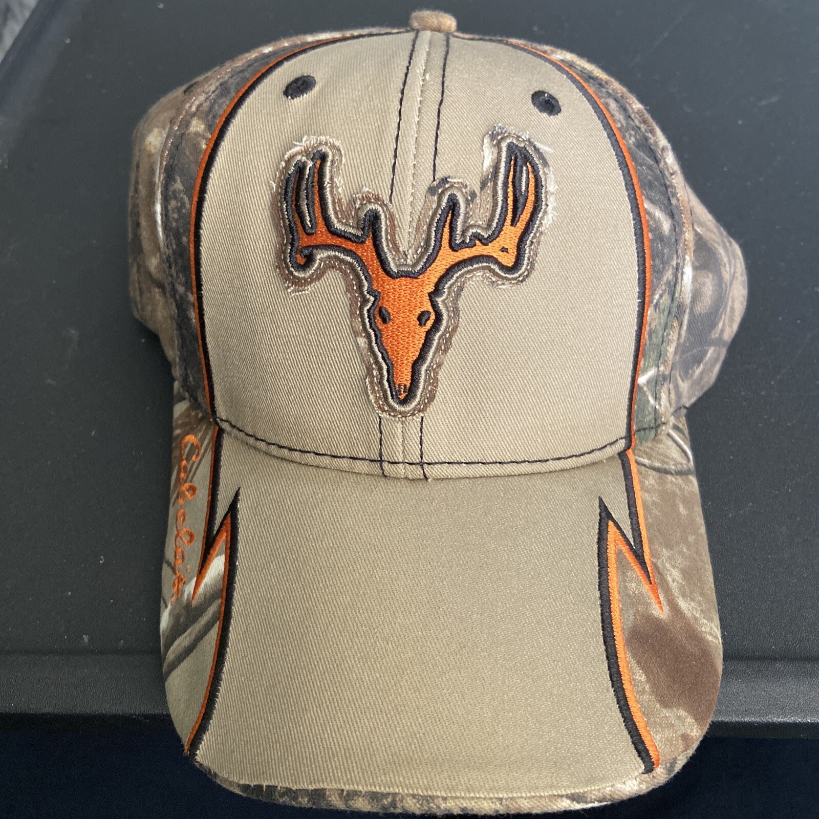 Cabela's Baseball Hat Orange Hunting Deer Buck Embroidered EST 1961 Strapback
