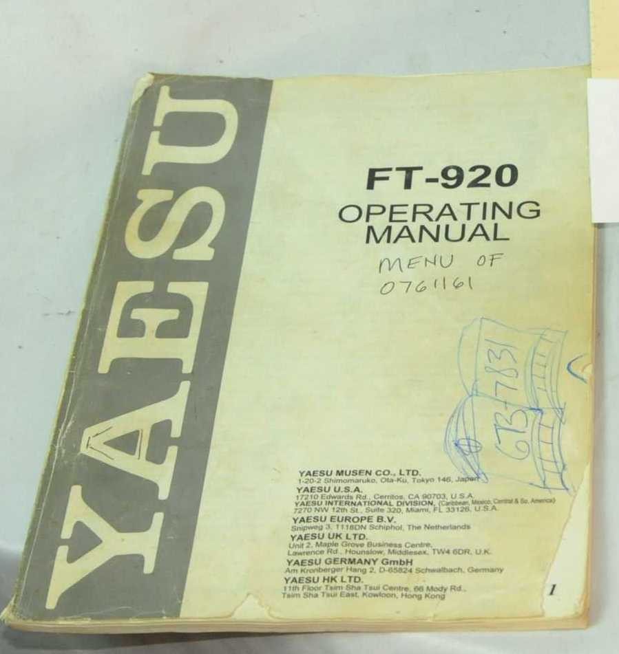 Yaesu FT-920 Operating Manual -  Premium Card Stock Covers & 32 LB Paper!