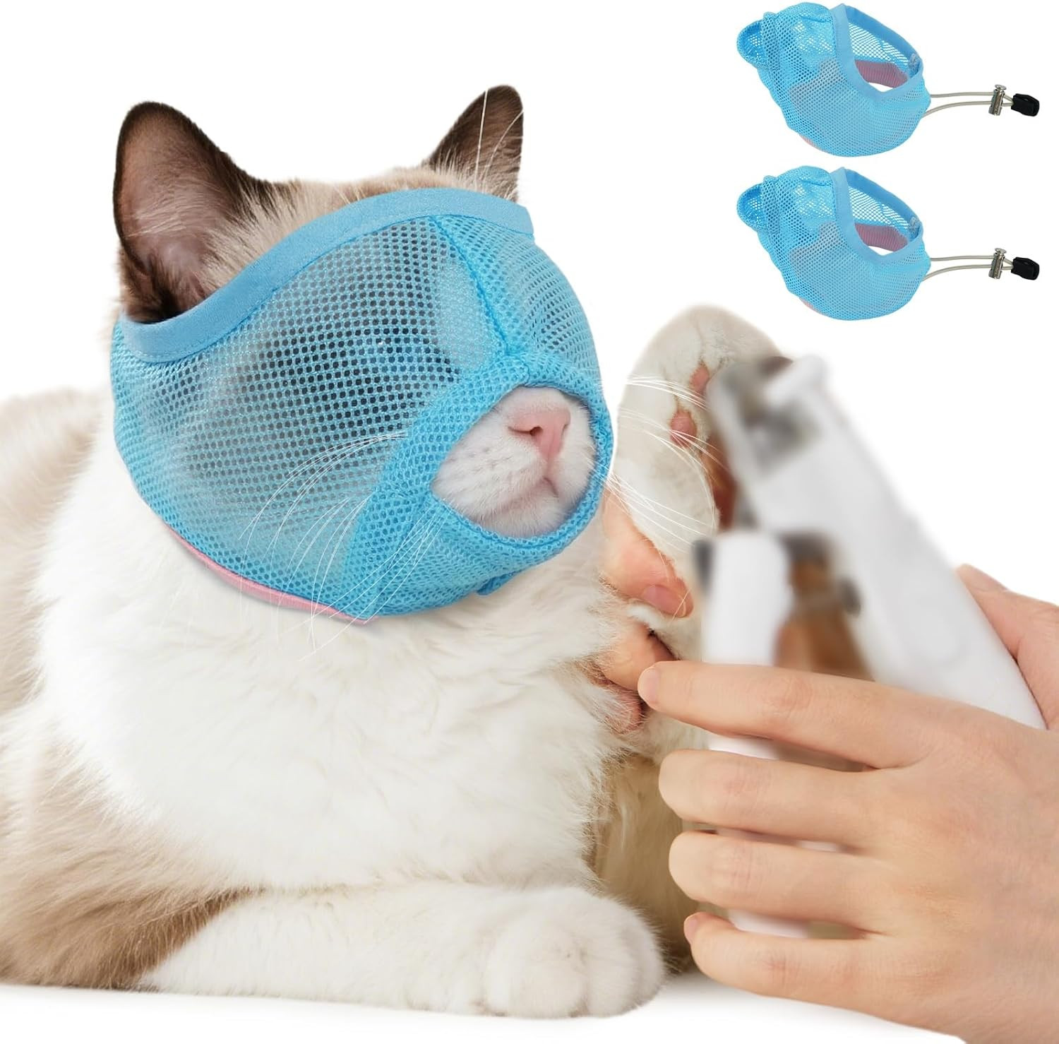 Pezluxe 2pcs Cat Muzzle for Grooming & Nail Trimming, Breathable Mesh Muzzles to