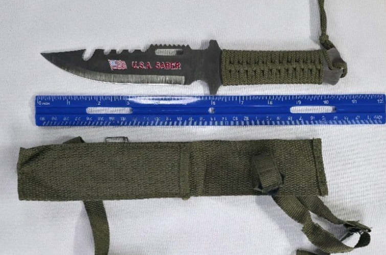 USA Saber Tactical Knife w/ Green Wrapped Sheath