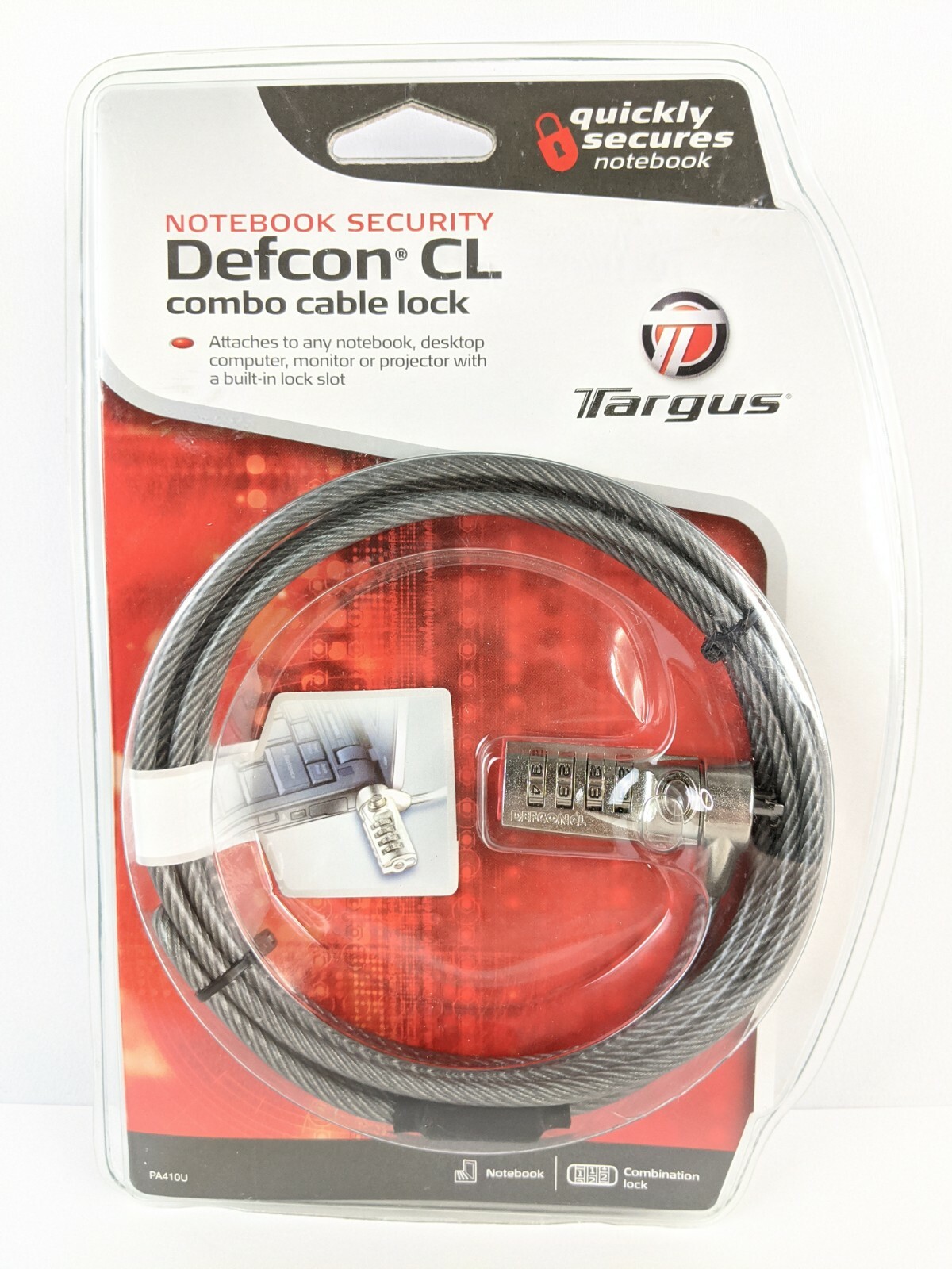 Targus Defcon Notebook Security Combo Cable Lock  Laptop  New L12  PA410U