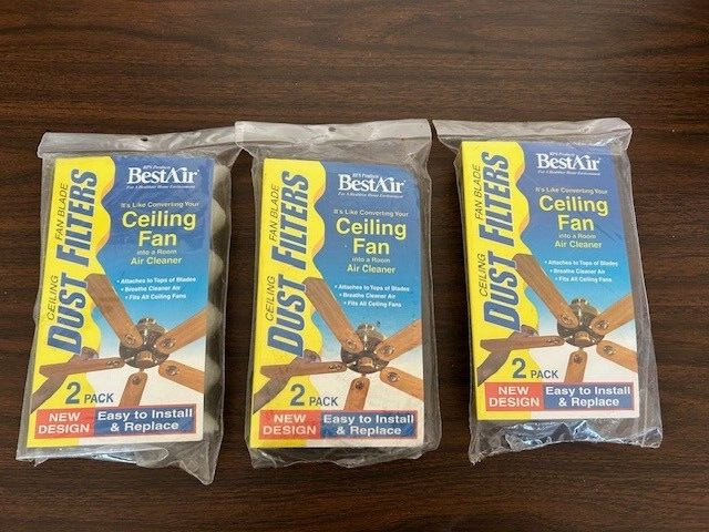 Lot of 3 Ceiling fan blade dust filters 2 Pack Made In The USA RPS Products Vtg