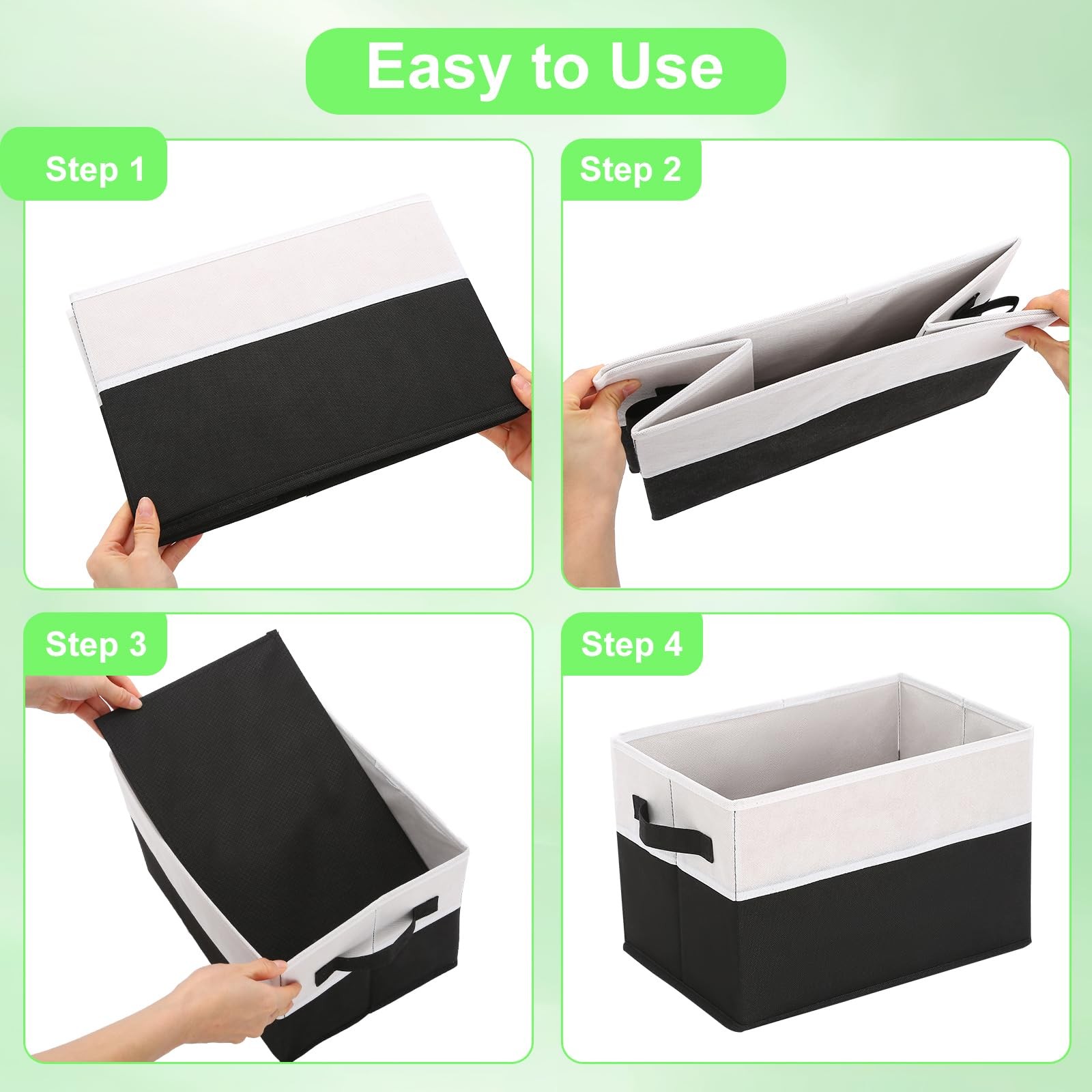 Large Shelf Storage Bins [4 Pack],Decorative Collapsible Storage Basket,Fabri...