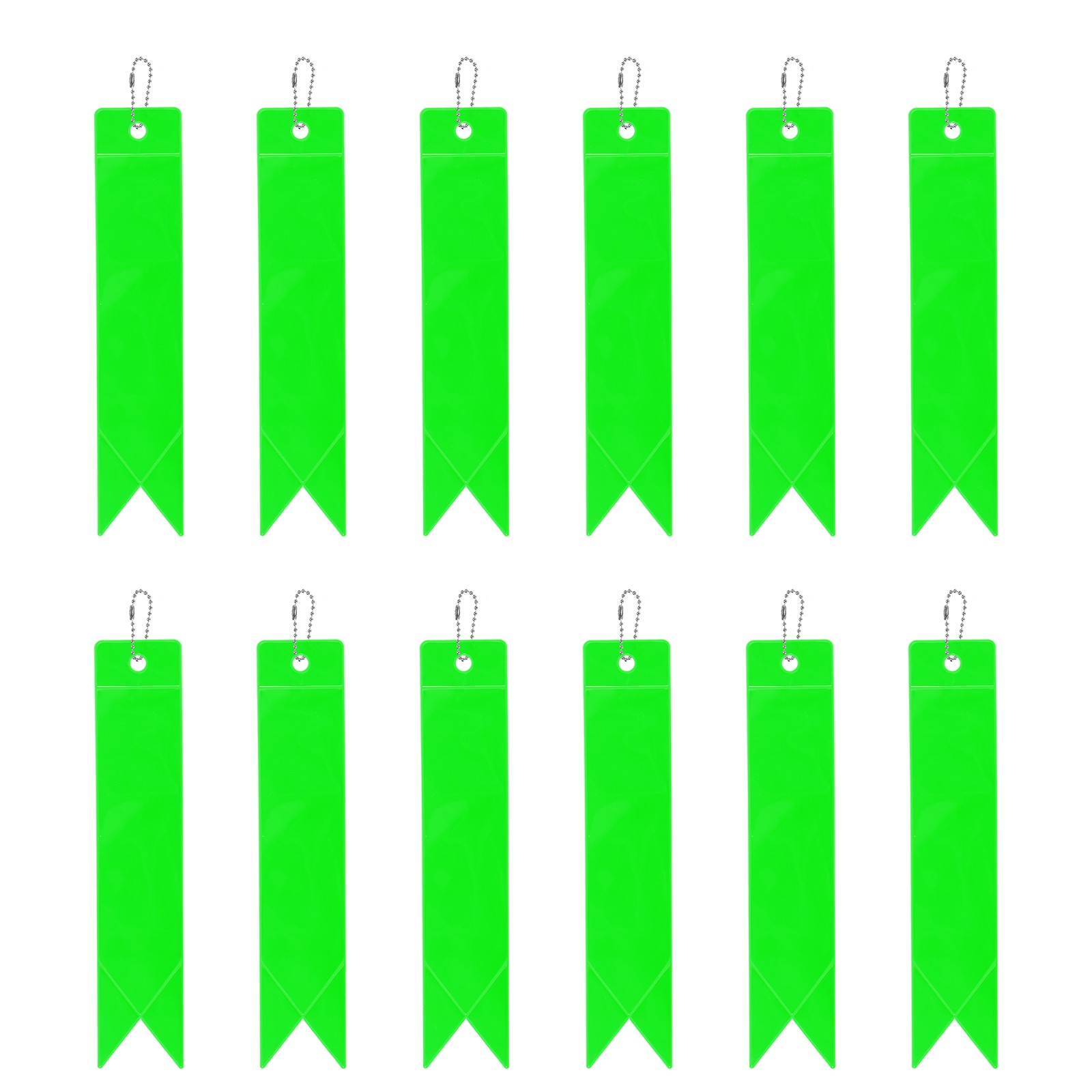 12 Pcs Safety Reflector, Tag Pendant PVC Reflective Gear, Grass Green
