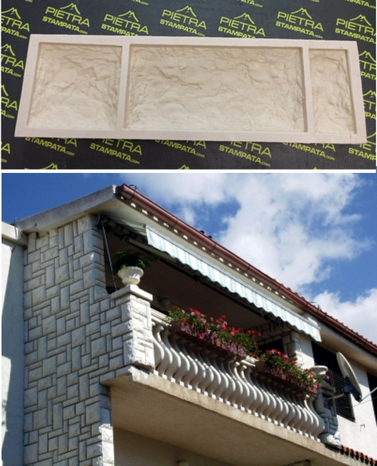 STAMPO IN GOMMA per COLATA GESSO o CEMENTO FINTA PIETRA Veneer Stone Mold CEMENT