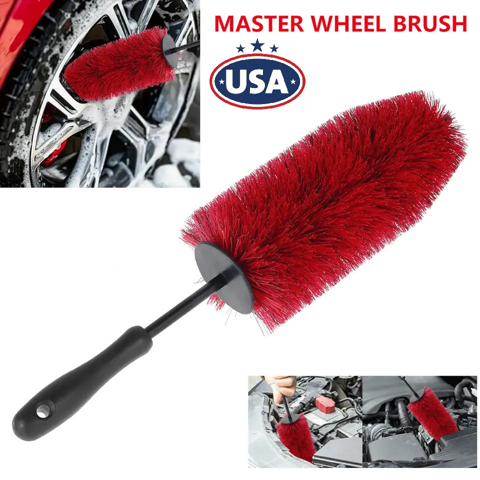 Long Wheel Brush Car Bendable Wash Tool Cleaning Brush Tire Rims Spokes 18" USA