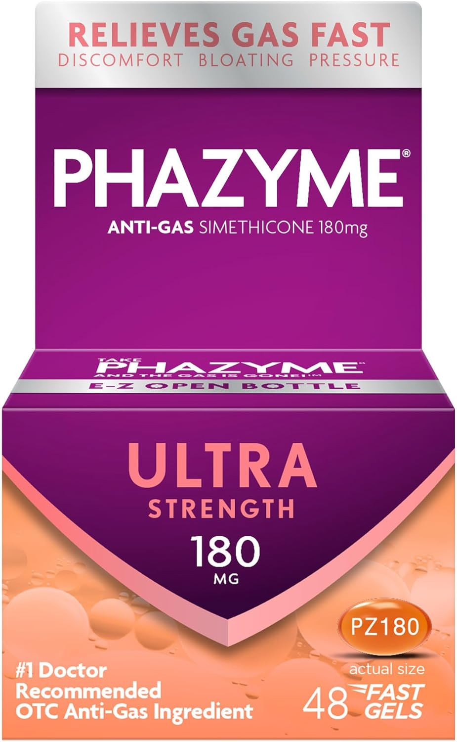 Gas Relief, Ultra Strength Gas and Bloating Relief for Adults, 180 Mg Simethicon