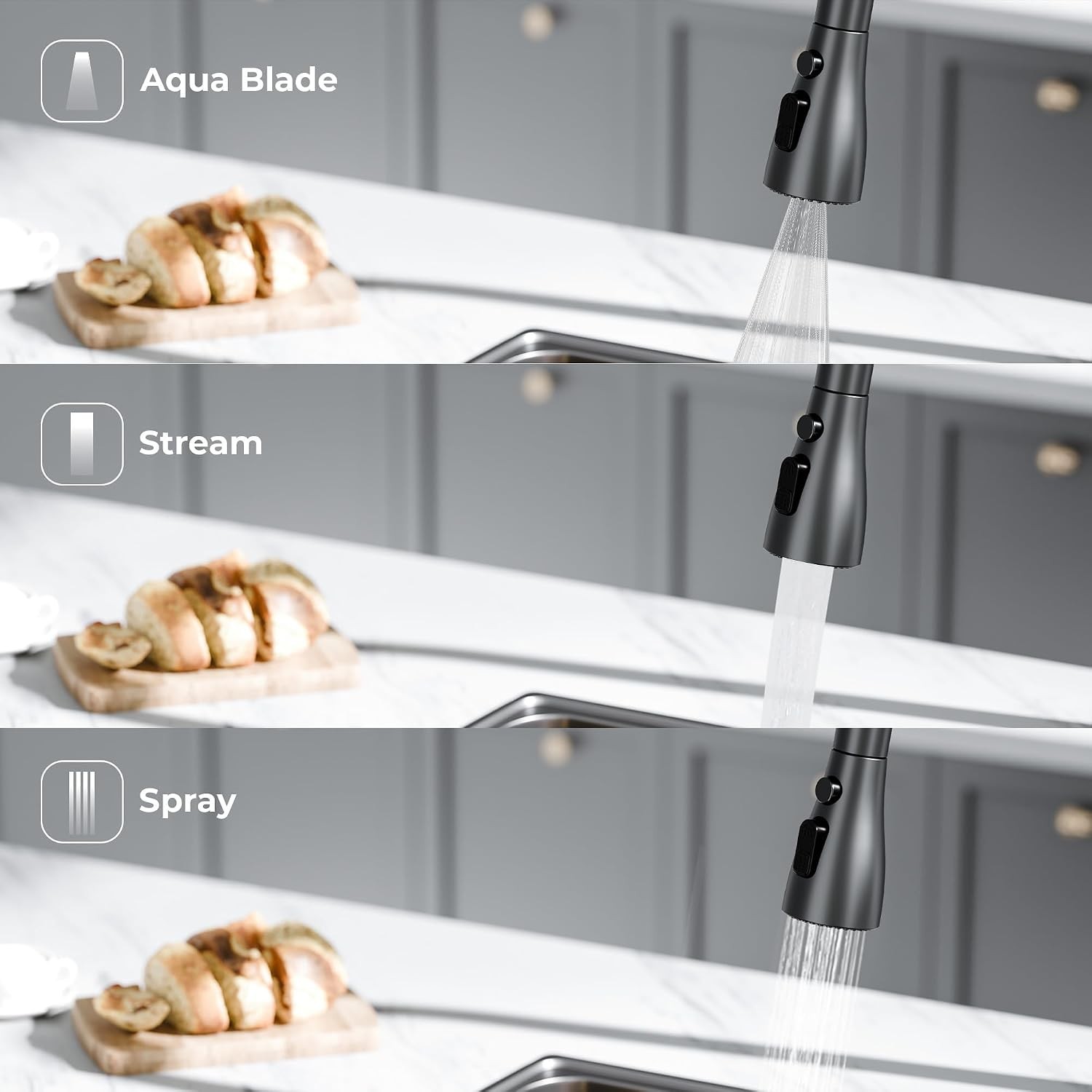 Touchless Kitchen Faucet with Dual Sensors Pull Down Sprayer Water Saving Matte