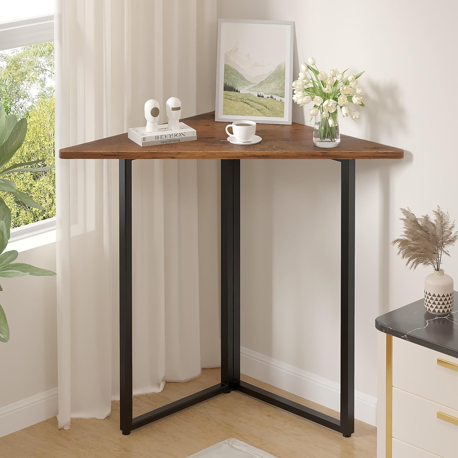 Steel Frame Ϲоrnеr Shelf End/Side Tables Ϲоrnеr Computer Desk Storage Shelf