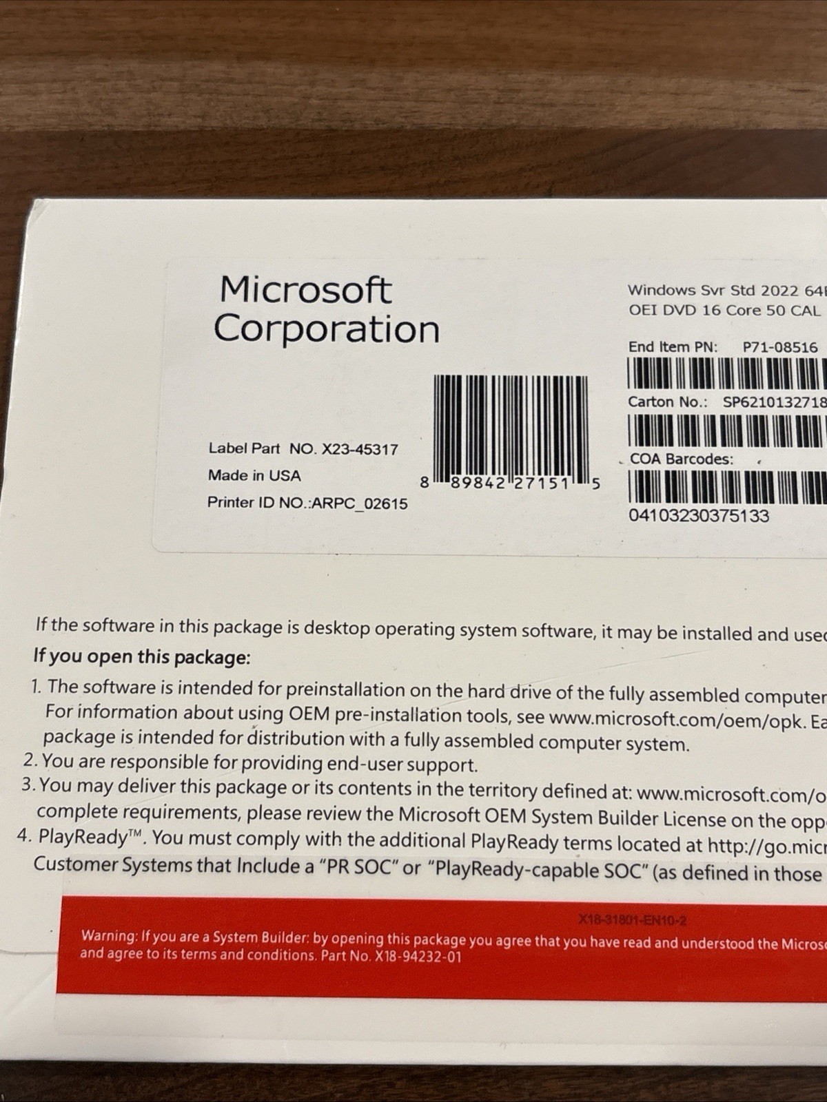 Microsoft Windows Server 2022 Standard 64Bit 16 Core-50 Cal Freeshipping