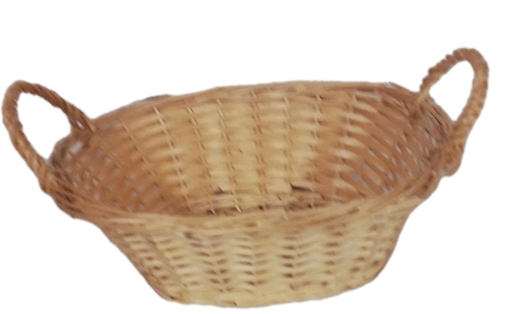 Small Sized Light Colored Decorative Farmhouse Basket With Handles