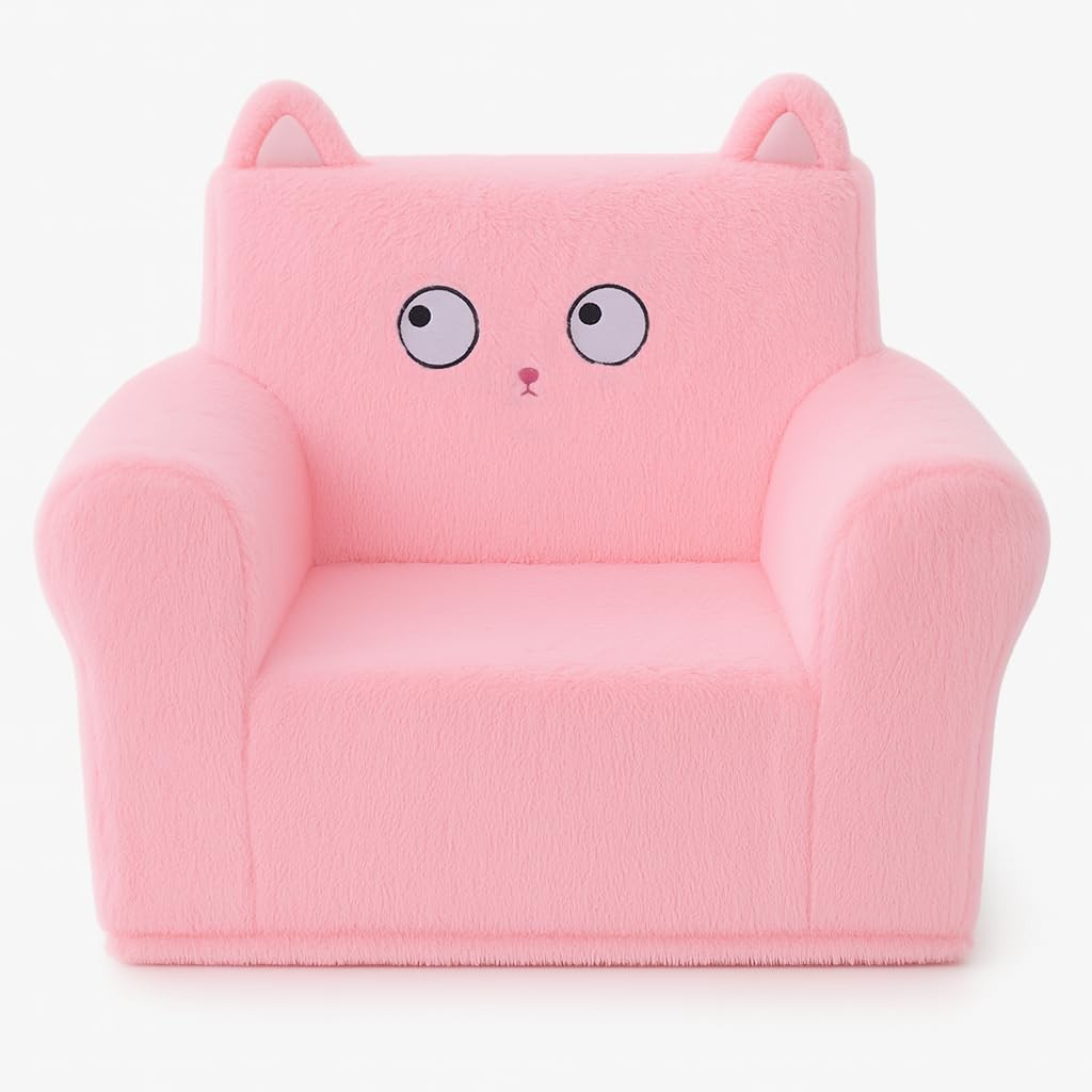 Cute Animal Foam Chair, Soft Faux Rabbit Fur, Comfy Lounge Chair and Couch wi...