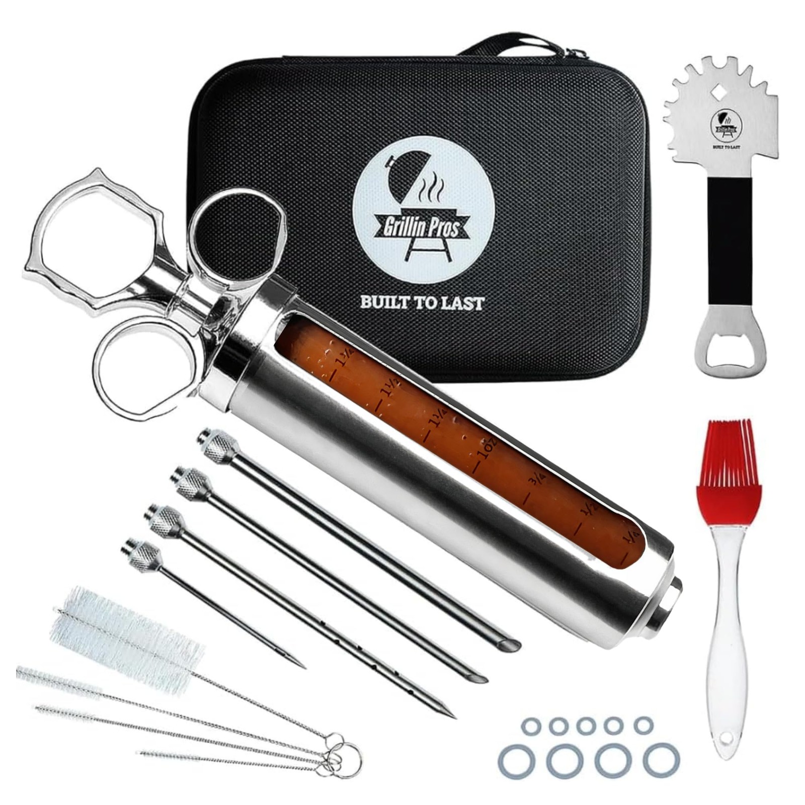 Professional Meat Injector Marinade Syringe Kit for Smoking & Grilling Turkey...
