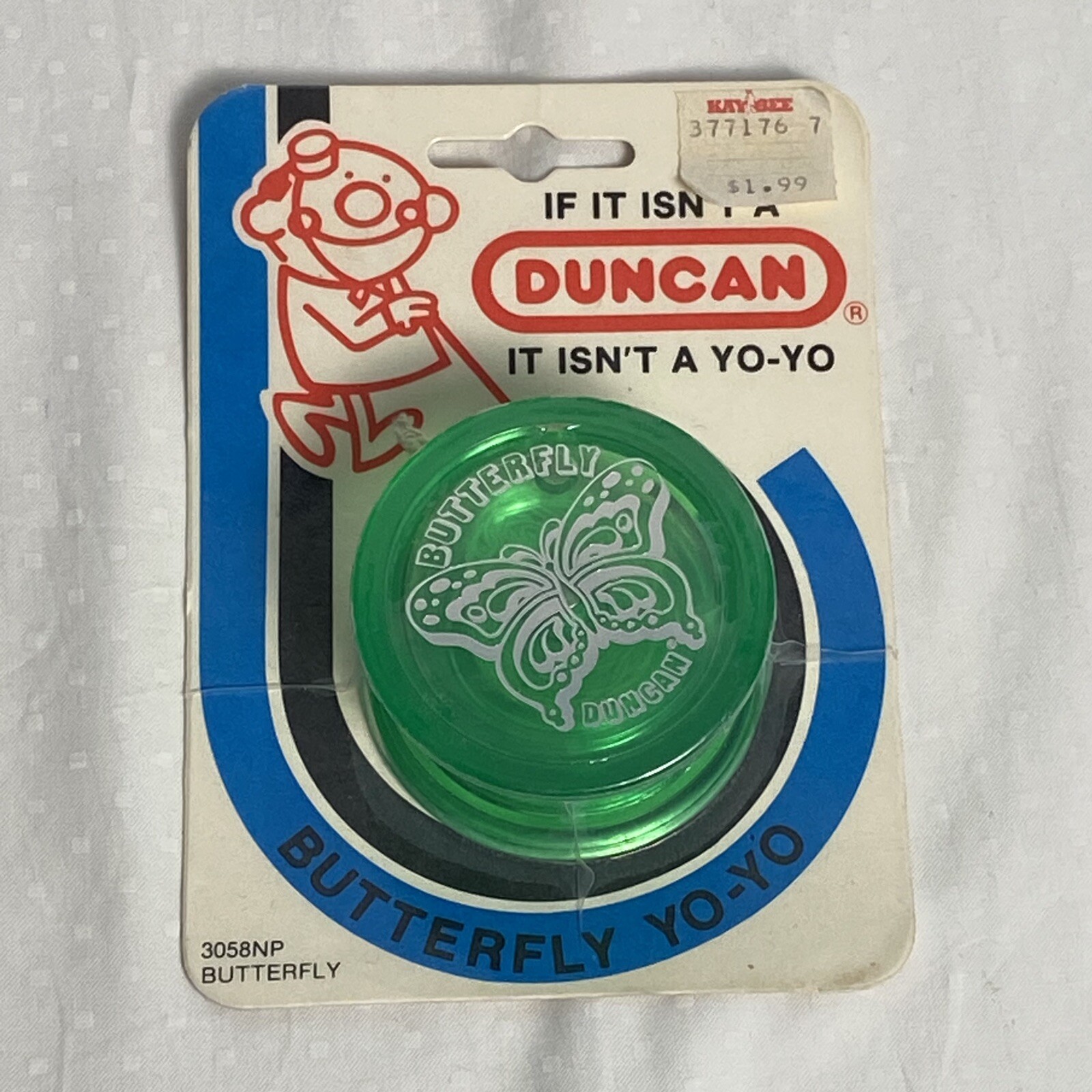 1986 DUNCAN GREEN ( BUTTERFLY ) YO-YO 3058NP NEW SEALED