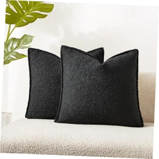 Decorative Pillow Covers 22x22 Set of 2 Throw 22" x 22" (Pack of 2) Black