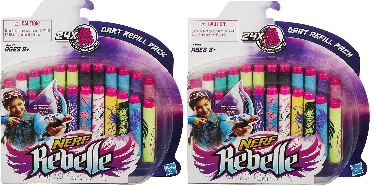 Lot of 2  Nerf Rebelle Dart Refill Pack of 24 Darts  Total 48 Foam Darts for Bow