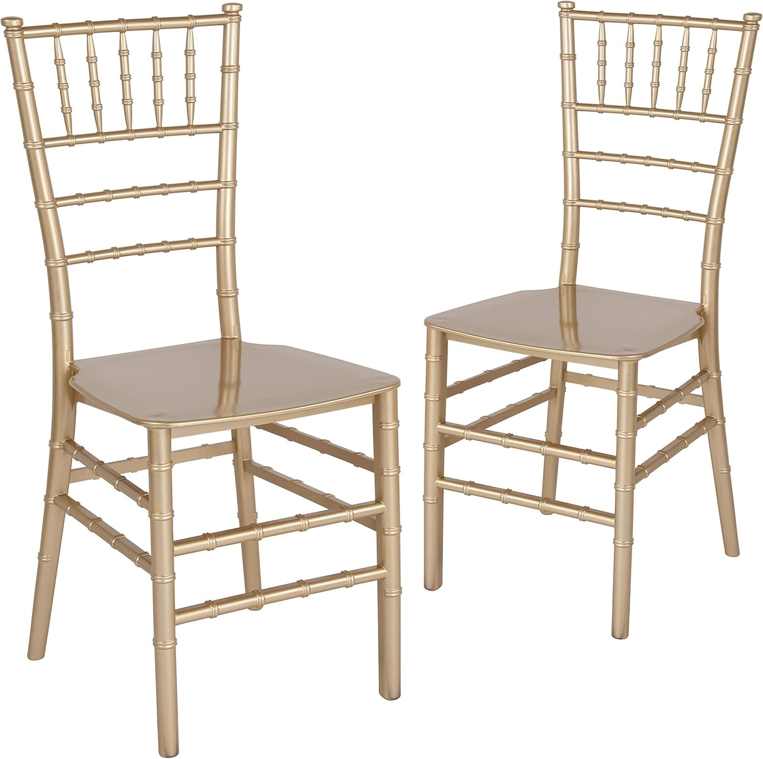 2 Pack HERCULES Series Gold Resin Stacking Chiavari Chair