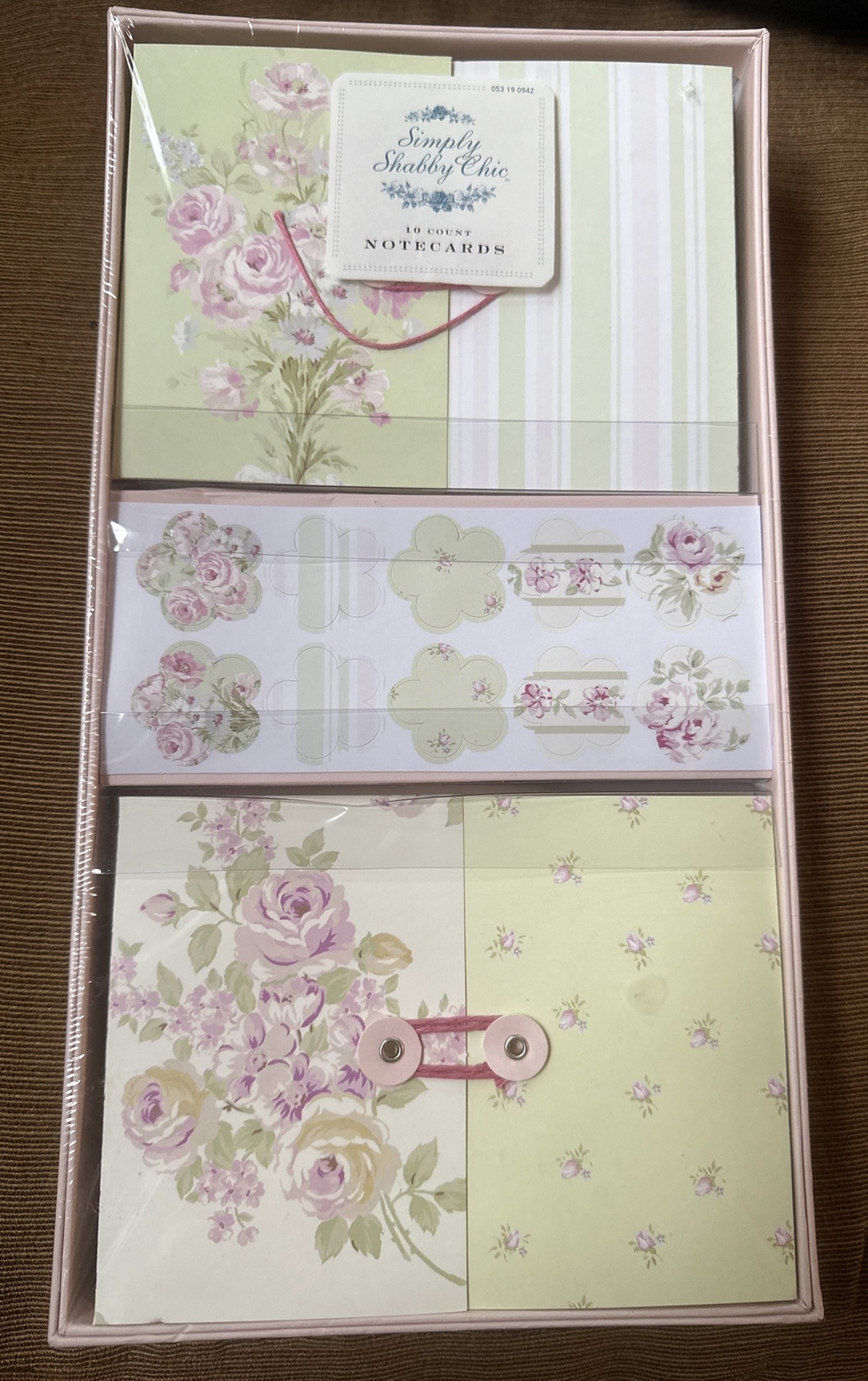 Simply Shabby Chic Stationery 10 Pink Note Cards  with Flowers & Envelopes NIB