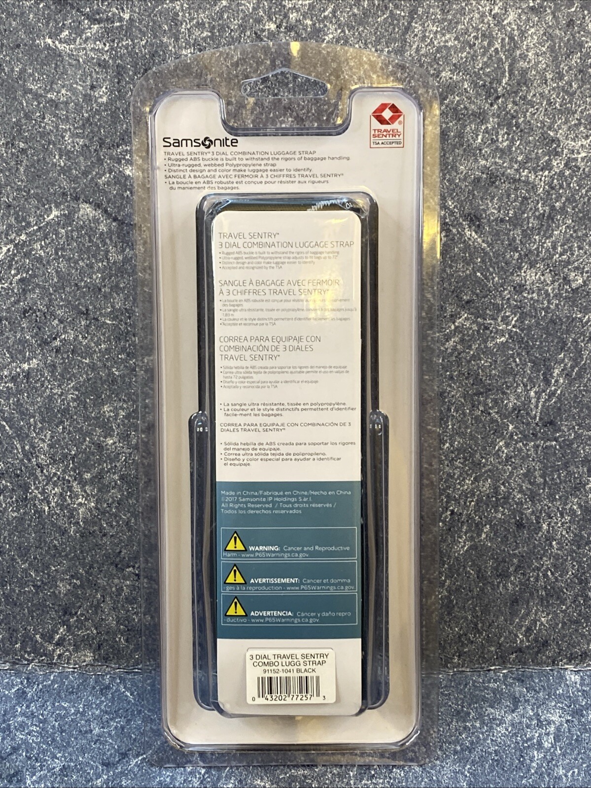 Samsonite 3 Dial Sentry Combo Luggage Strap, Black Multi, Combination Lock