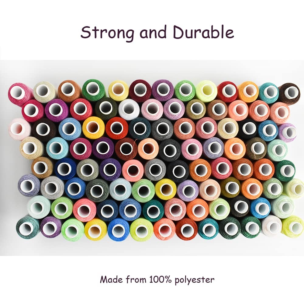 Sewing Threads Kits, All Purpose 100 Color Spools Polyester Thread Quilting T...