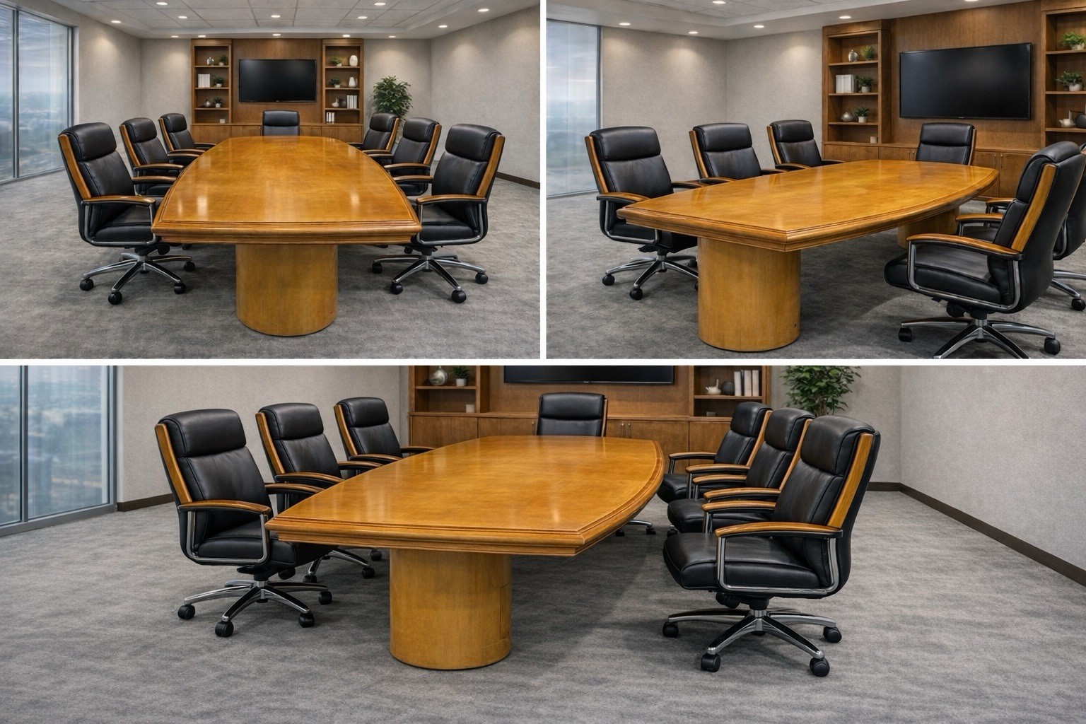 Large Rectangular Curved-Edge Conference Table