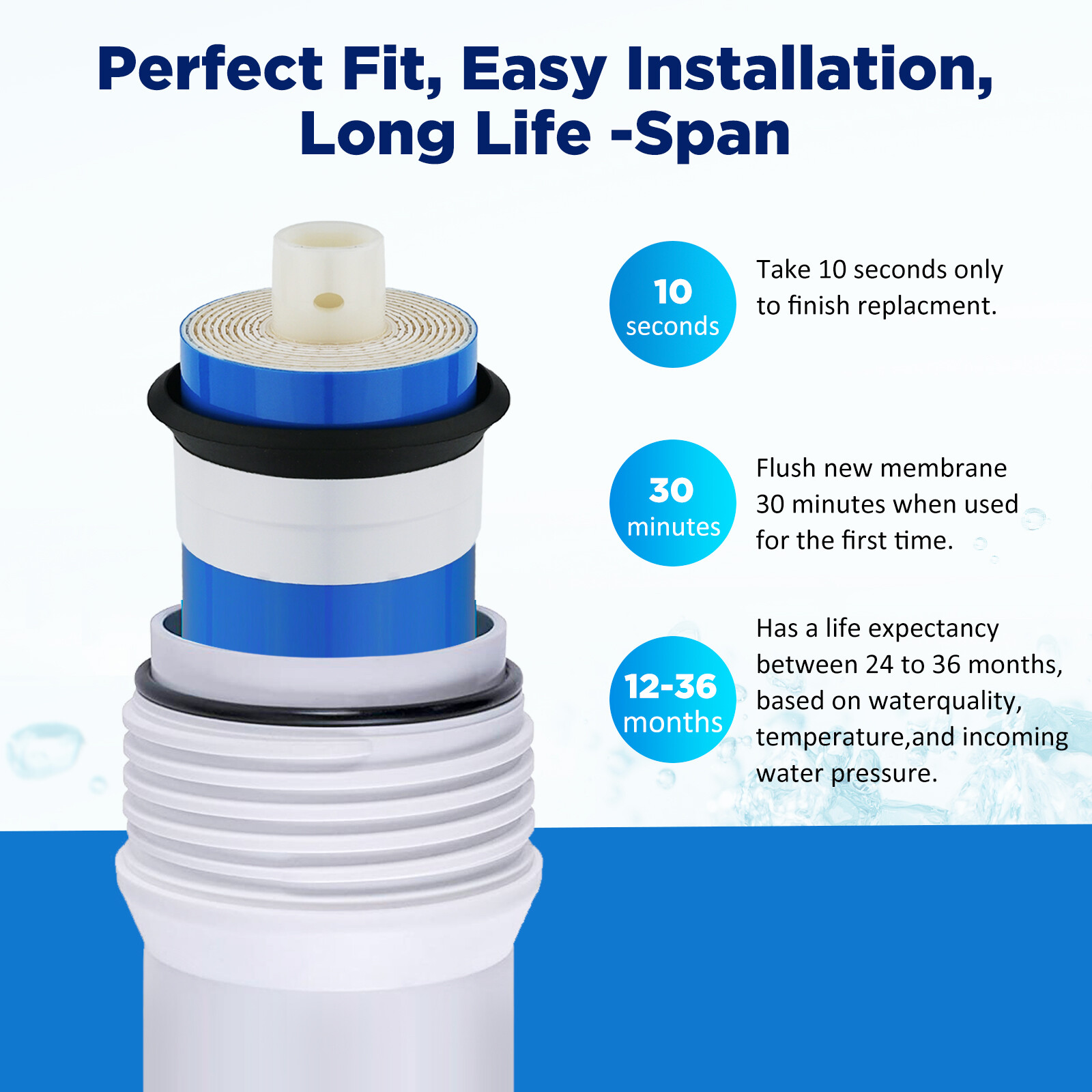 6 Pack 50/75/100 GPD RO Membrane Reverse Osmosis System Water Filter Replacement