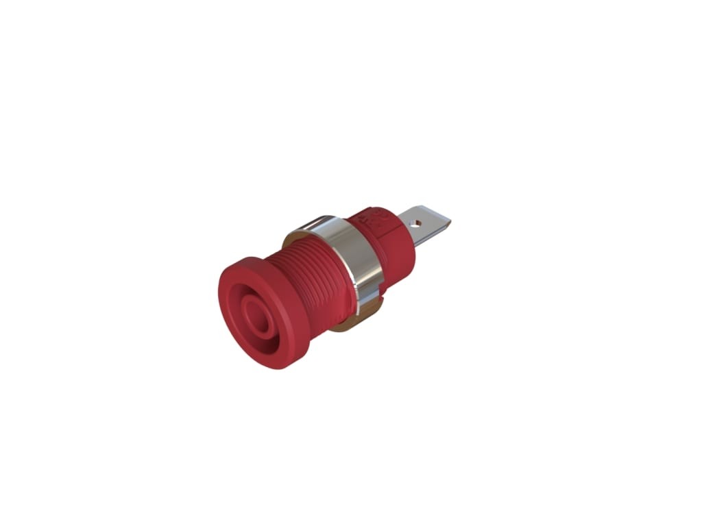 Cal Test CT4397-02-2 - 4mm Sheathed Jack, 6.4mm Quick-Connect, Panel, UL, Red