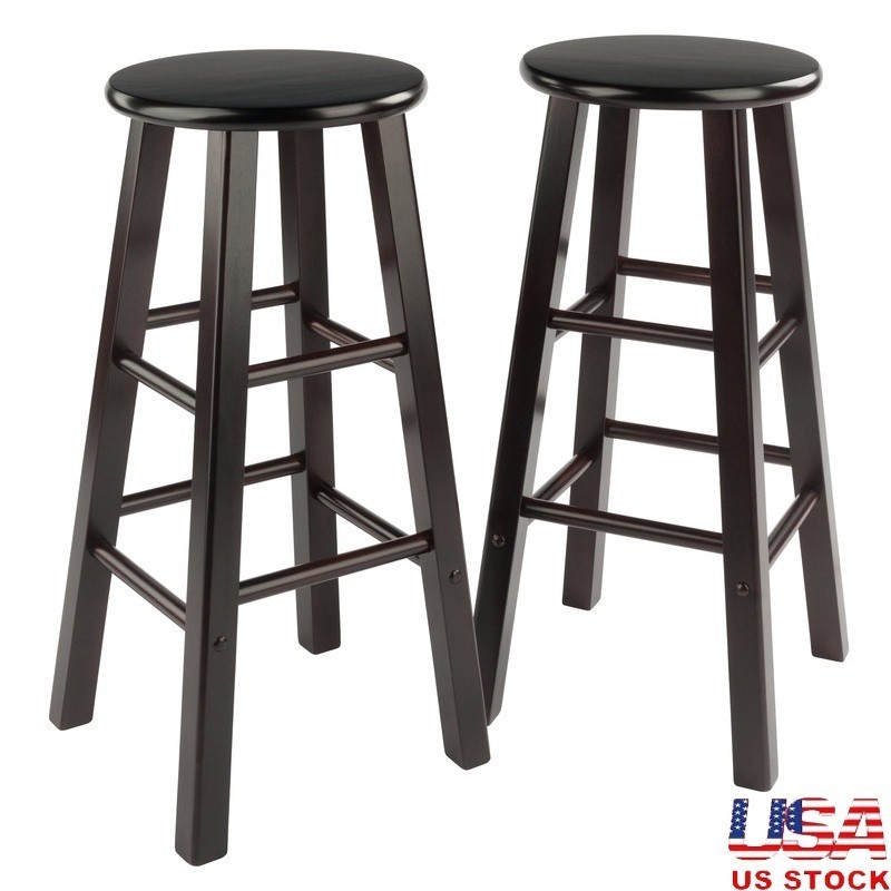 Wood Element Bar Stool Set 2 Transitional Espresso Kitchen Dining Furniture New
