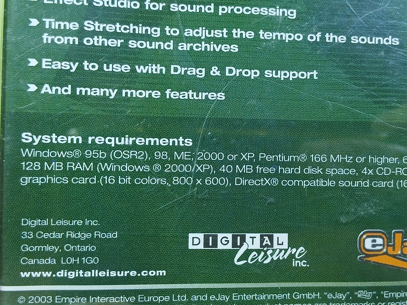 eJay Virtual Music Studio HipHop2 PC CD-ROM Windows 95b 98 XP OG Beat Maker eJay