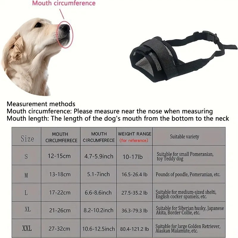 Dog Muzzle for Medium Large Dogs Soft Nylon Muzzle Adjustable Straps