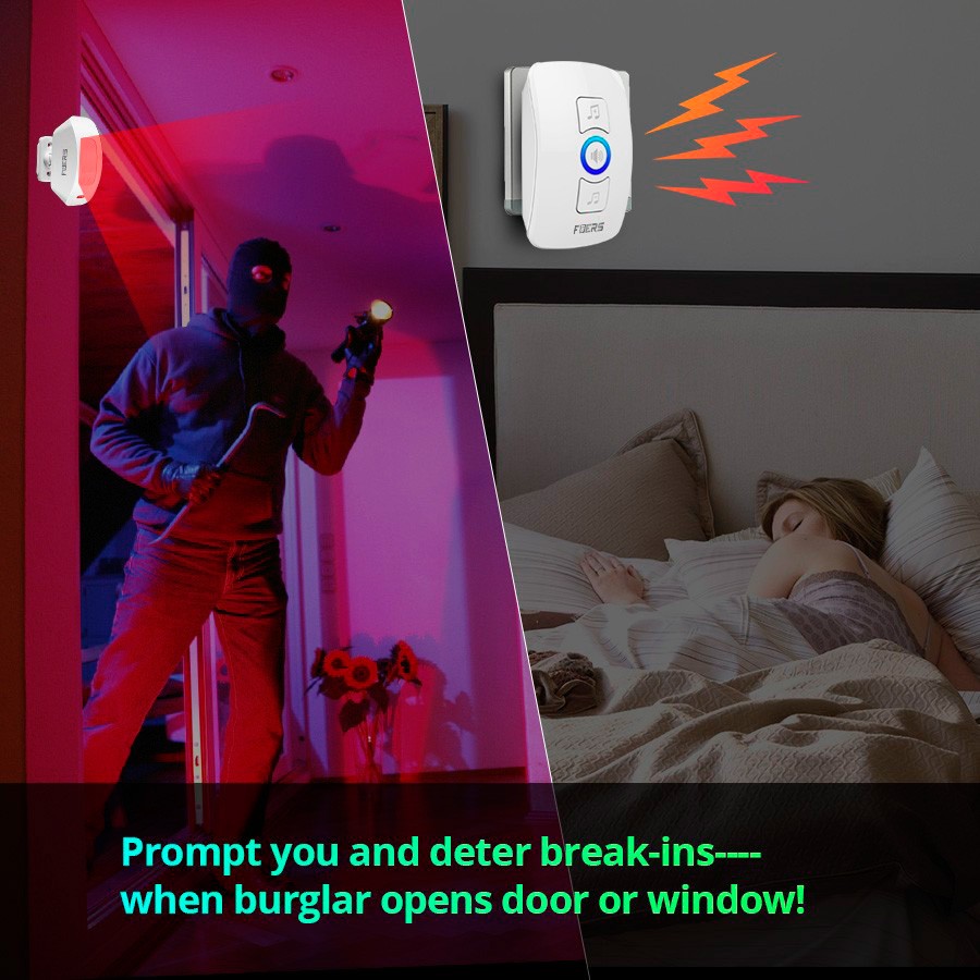 Wireless Motion Detector Doorbell Alarm Plug & Play Security Chime