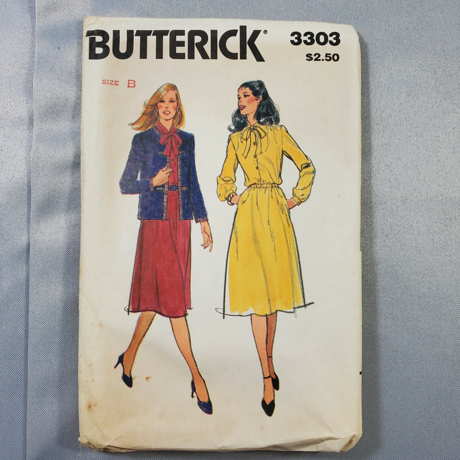 Butterick Vintage Pattern 3303 Misses Unlined Jacket Shirtwaist Dress Cut Sz 14
