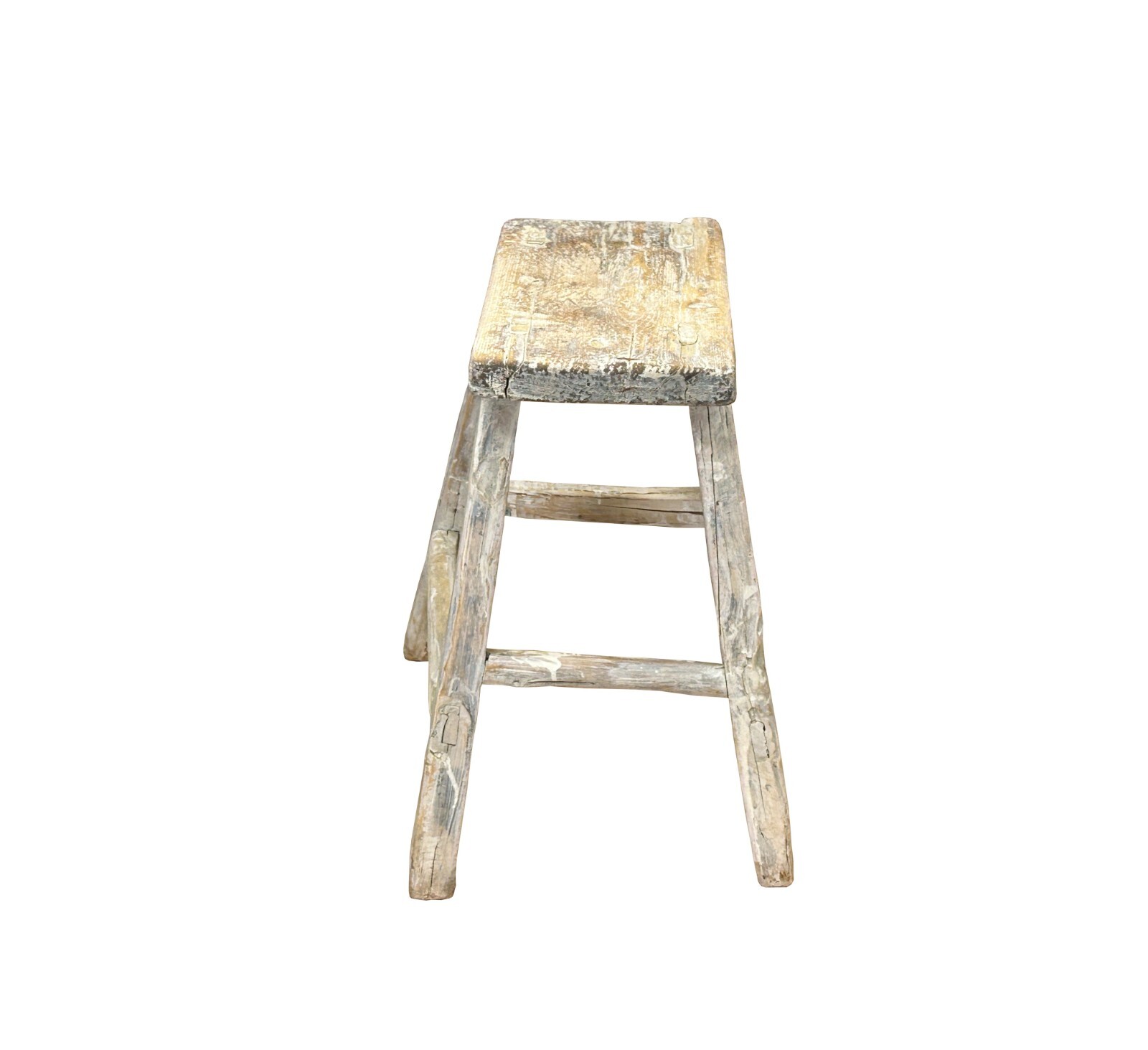 Rustic Raw Rough Wood Grain Rectangle Slim Stool Bench Side Table ws4613